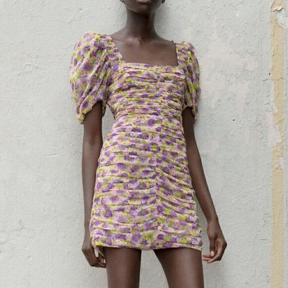 ZARA DRAPED PRINT DRESS - Picture 6 of 9